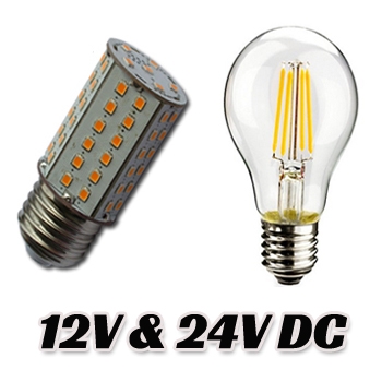 LED žarnice E27, 12V/24V DC